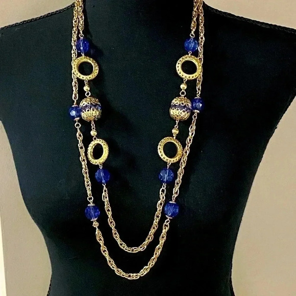 😍SET - NECKLACE (31”) AND PIERCED EARRINGS (2 3/4”) - Picture 1 of 10